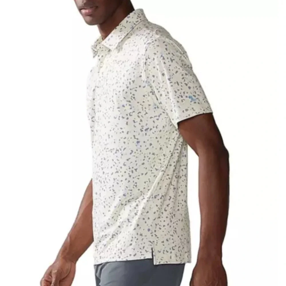 Chubbies Mens Golf Polo‎ Shirt The Terrazzo Short Sleeve Button Up Large White